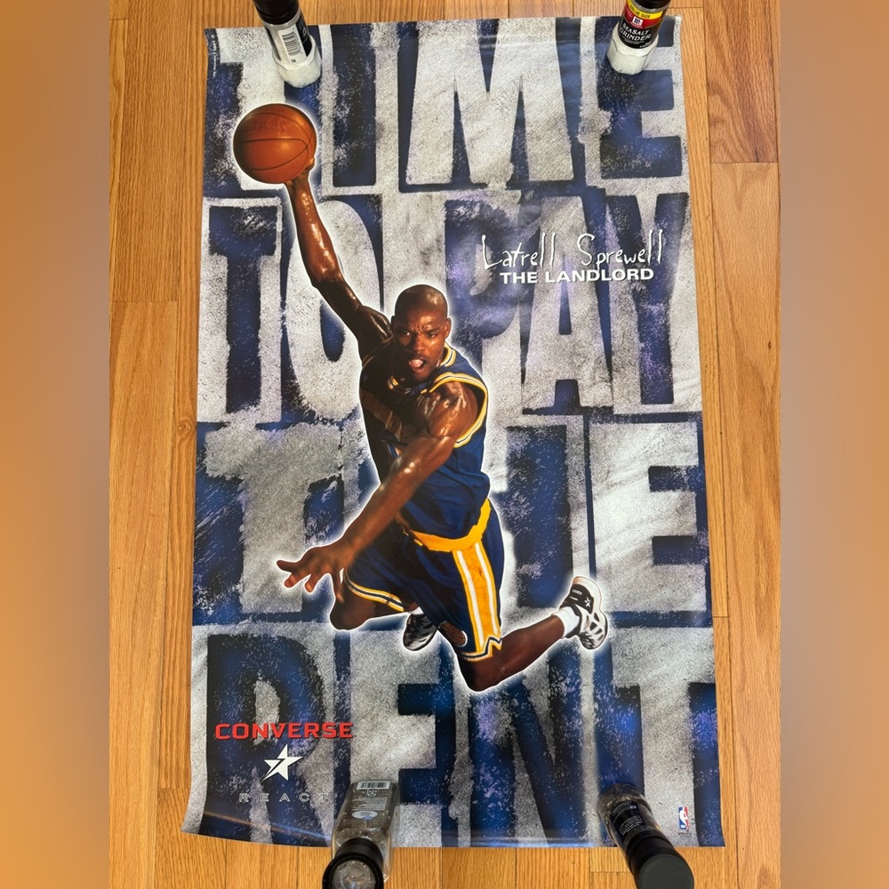New Latrell Sprewell Converse “Time To Pay The Rent” 23”x35” Warriors Poster